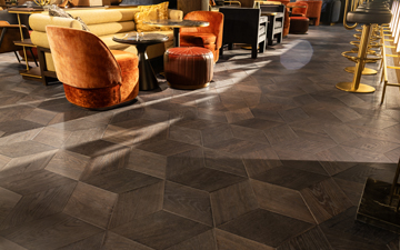 Smoked oak parquet flooring with pattern