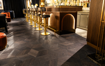 Smoked oak parquet flooring with pattern